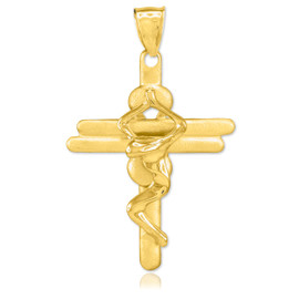 Gold Contemporary Crucifix Cross Pendant