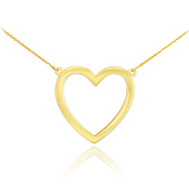 14K Polished Gold Open Heart Necklace