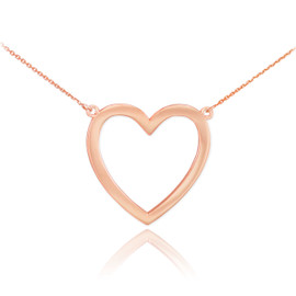 14K Polished Rose Gold Open Heart Necklace