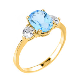 Gold Blue Topaz Gemstone Ring