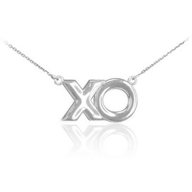 14K White Gold "XO" Hugs & Kisses Necklace