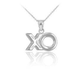 White Gold "XO" Hugs & Kisses Pendant Necklace