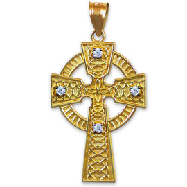 Gold Celtic Cross Diamond Pendant