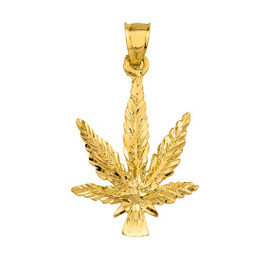 10k Yellow Gold Marijuana Charm Pendant