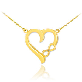 gold infinity heart diamond necklace