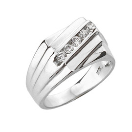 White Gold Channel Set Diamond Men's Ring