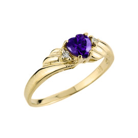 Gold Amethyst Gemstone Ladies Ring