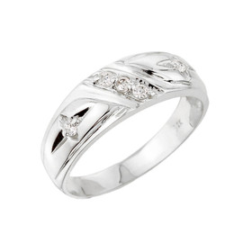 Men's White Gold Diamond Wedding Band