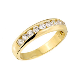 Solid Gold Unisex Diamond Anniversary Wedding Ring