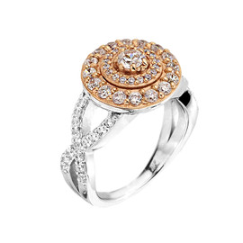 Elegant Two-tone Halo Diamond Infinity Engagement Proposal Ring