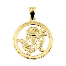 Solid Yellow Gold Lord Ganesha Charm Pendant