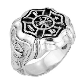 Bold Sterling Silver Firefighter Maltese Cross Ring