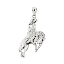 White Gold Cowboy Horse Charm Pendant