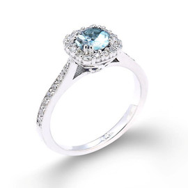 14k White Gold Aquamarine Engagement Ring