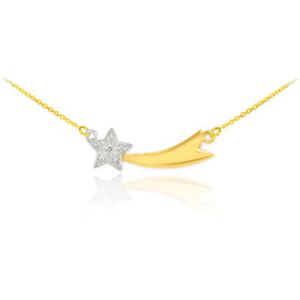 14K Gold Diamond Studded Shooting Star Necklace