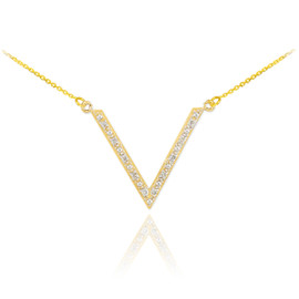 Diamond pave V necklace.