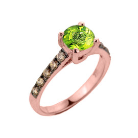 Rose Gold Peridot and Diamond Solitaire Proposal Ring