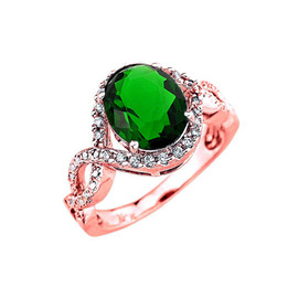 Rose Gold (LCE) Emerald and Diamond Infinity Engagement Ring