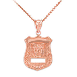 Rose Gold Police Badge Charm Pendant Necklace