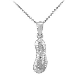 White Gold Peanut Charm Pendant Necklace