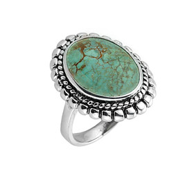 Sterling Silver Bezel Set Turquoise Gemstone Ring
