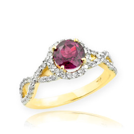 Gold Alexandrite Birthstone Infinity Ring with Diamonds