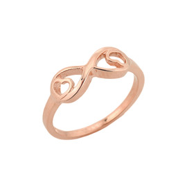 Rose Gold Infinity with Double Heart Ring