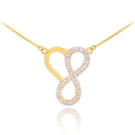 14k Gold Infinity Heart Necklace with Diamonds