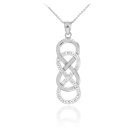14k White Gold Vertical Double Infinity Necklace with Diamonds