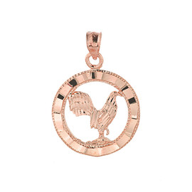 Rose Gold Rooster Charm Pendant