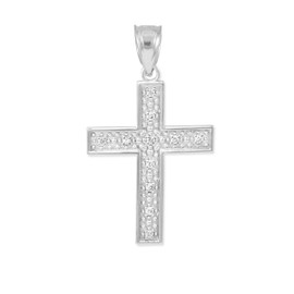 White Gold Diamond Cross Small Pendant