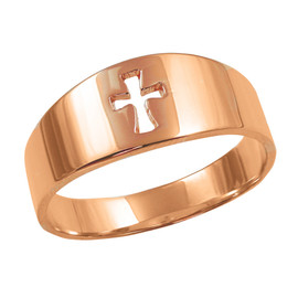 Rose Gold Cut-Out Cross Ring