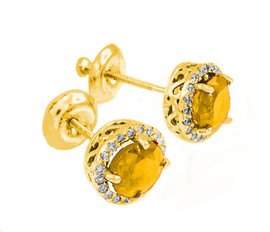 Gold Diamond Citrine Earrings