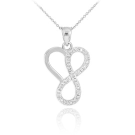 Sterling Silver Infinity Heart Pendant Necklace with CZ