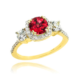Gold Ruby Diamond Engagement Ring