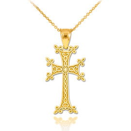 Gold Armenian Cross Pendant Necklace