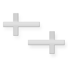 White Gold Sideways Cross Post Earrings