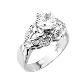 Elegant Sterling Silver CZ Engagement Ring