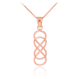 14K Rose Gold Vertical Infinity Double Knot Pendant Necklace