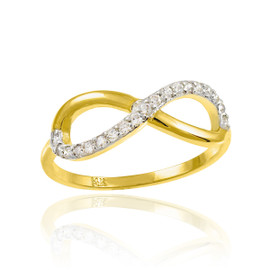 Gold Infinity Ring with CZ