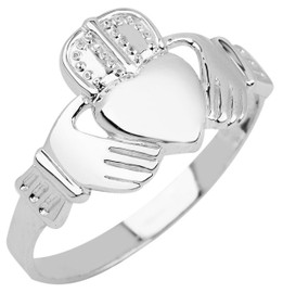 White Gold Claddagh Ring Men's Wedding Ring