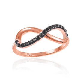 Black Diamond Infinity Ring in Rose Gold.