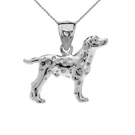 White Gold Dalmatian Pendant Necklace