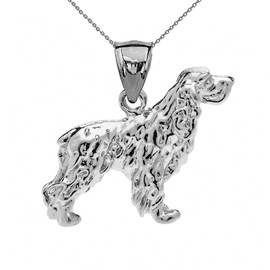 Sterling Silver Cocker Spaniel Pendant Necklace