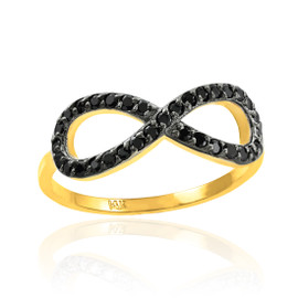 Black CZ Infinity Ring in Gold.
