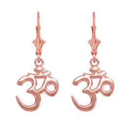 14K Rose Gold Om (Aum) Leverback Earrings