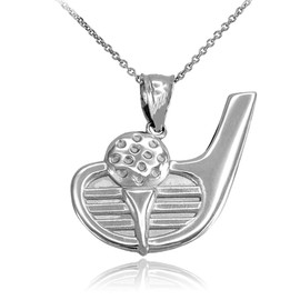 Sterling Silver Golf Club Ball Pendant Necklace