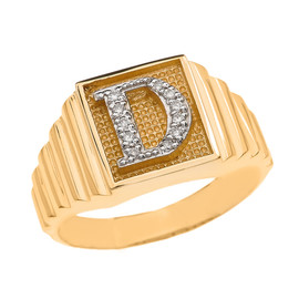 Yellow Gold Diamond Initial D Ring