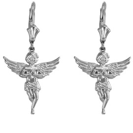 Sterling Silver Textured Praying Angels Earrings