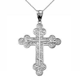 Sterling Silver Eastern Orthodox ICXC Cross Pendant Necklace